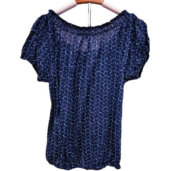 Daisy Fuentes Short Sleeve Blue Blouse Casual Stretchy Comfy Top Small - Picture 2 of 7